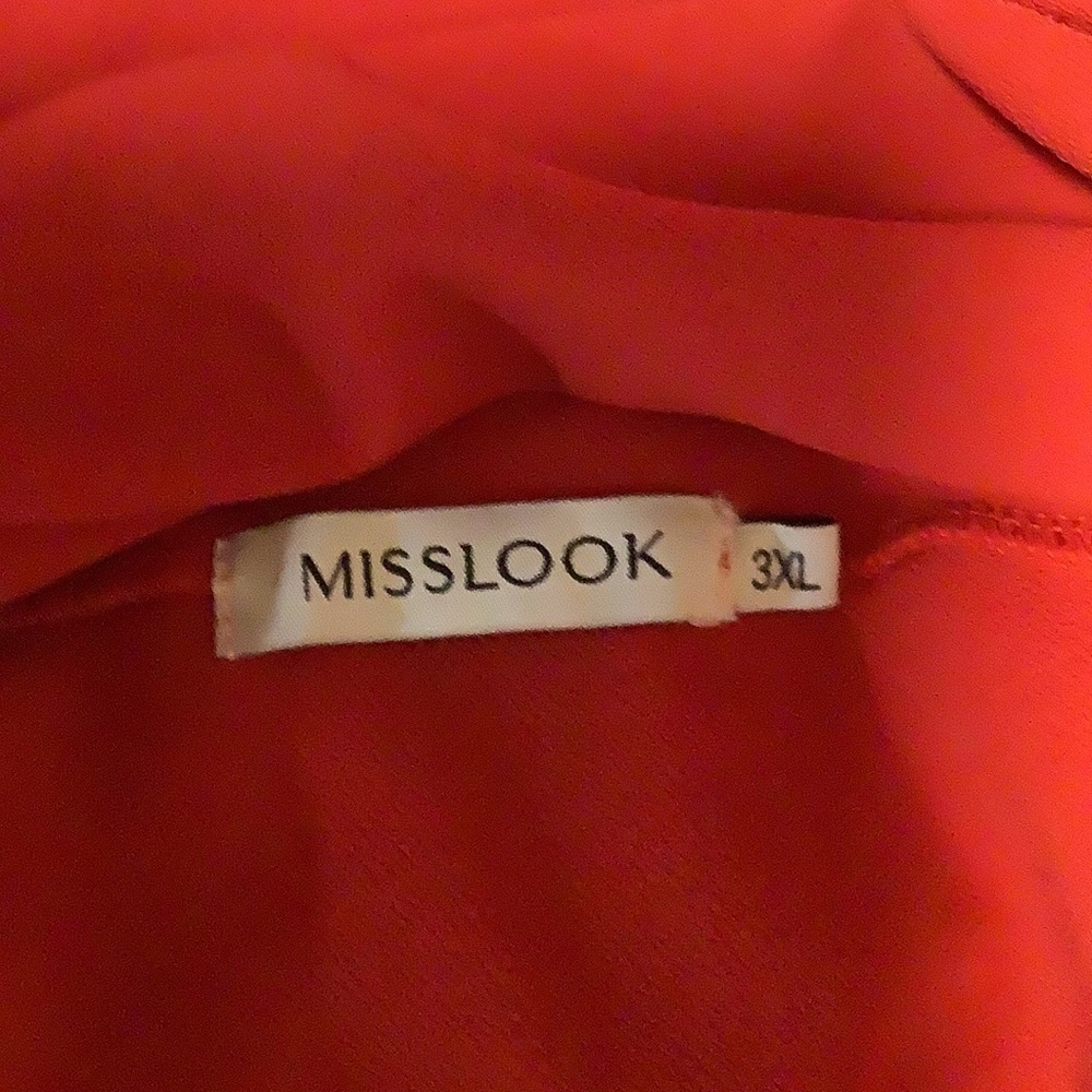 MissLook Women’s 3XL red long sleeves lagen relax boho button front baggy top - Picture 11 of 13